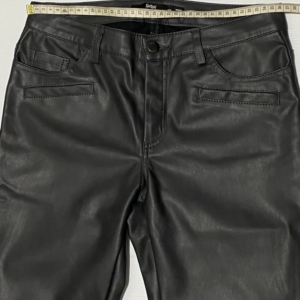 SPORTSGIRL Womens Size XS Dark Grey Faux Leather Look Biker Skinny Pants - Picture 11 of 14